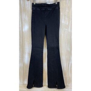 FRAME The Jet Set Flare Pull-On Jeans Women's Size 1 Black Slit-Hem Stretch